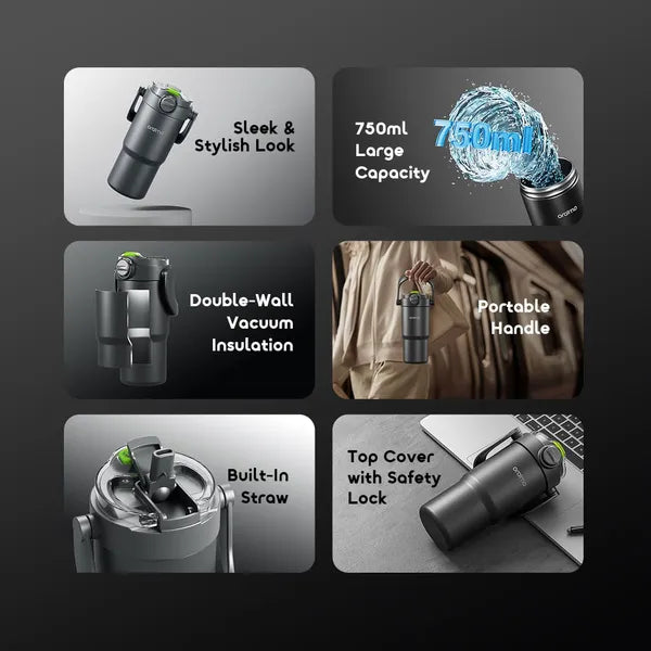 Oraimo ThermoGo 750ml Stainless Steel Insulated Thermos - ترمز ستانلس ستيل معزول 750 مل من اورايمو