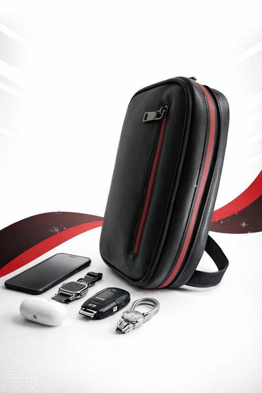 Hand Bag With Fingerprint - حقيبة يد محموله للاكسسوارات اسود