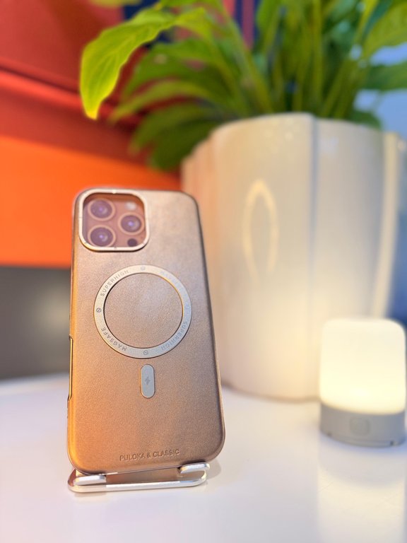 PULOKA LEATHER MAGSAFE CASE FOR IPHONE 15 PRO MAX BEIGE - كفر ايفون 15 برو ماكس ماك سيف بيجي