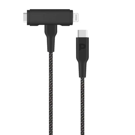 POWEROLOGY PD60W BRAIDED USB-C TO USB-C TO LIGHTNING CABLE - كيبل تايب سي 2 في 1 60 واط من باورولوجي