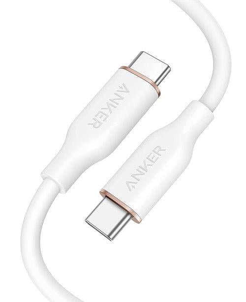 ANKER POWERLINE III FLOW USB C TO USB C 0.9 CM 100W WHITE - كيبل فلو تايب سي تايب سي 100 واط من انكر