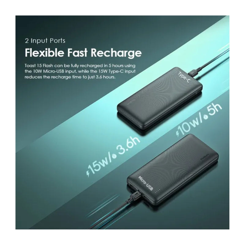 Oraimo Toast 15 Flash 10000mAh Fast Charging Power Bank - باوربنك 10000 ملي امبير من اورايمو