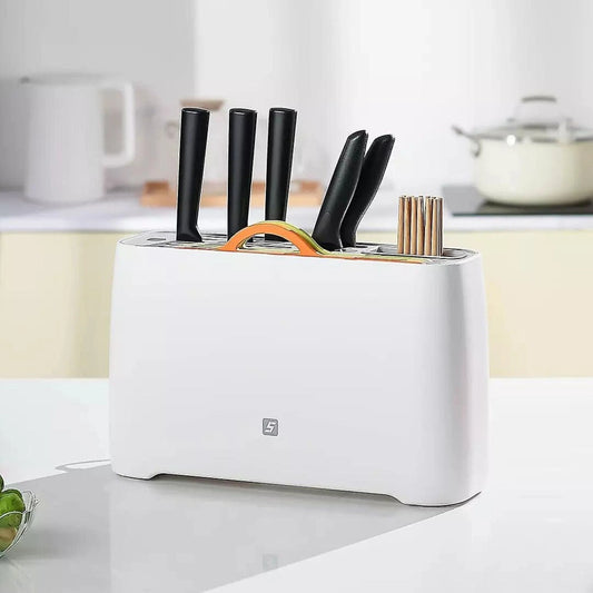 FIVE SMART KNIFE CHOPSTICK AND CUTTING BOARD STERILIZATION AND DRYING RACK WHITE SMART STERILIZATION KNIFE RACK - جهاز تعقيم وتجفيف السكاكين والعصي والواح التقطيع الذكي 130 واط