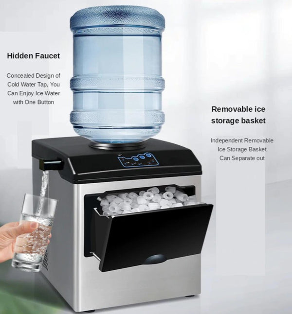 HICONE ICE MAKER 25K WITH WATER TAP - ماكنة صنع الثلج 25 كجم وبراد مياه من هايكون