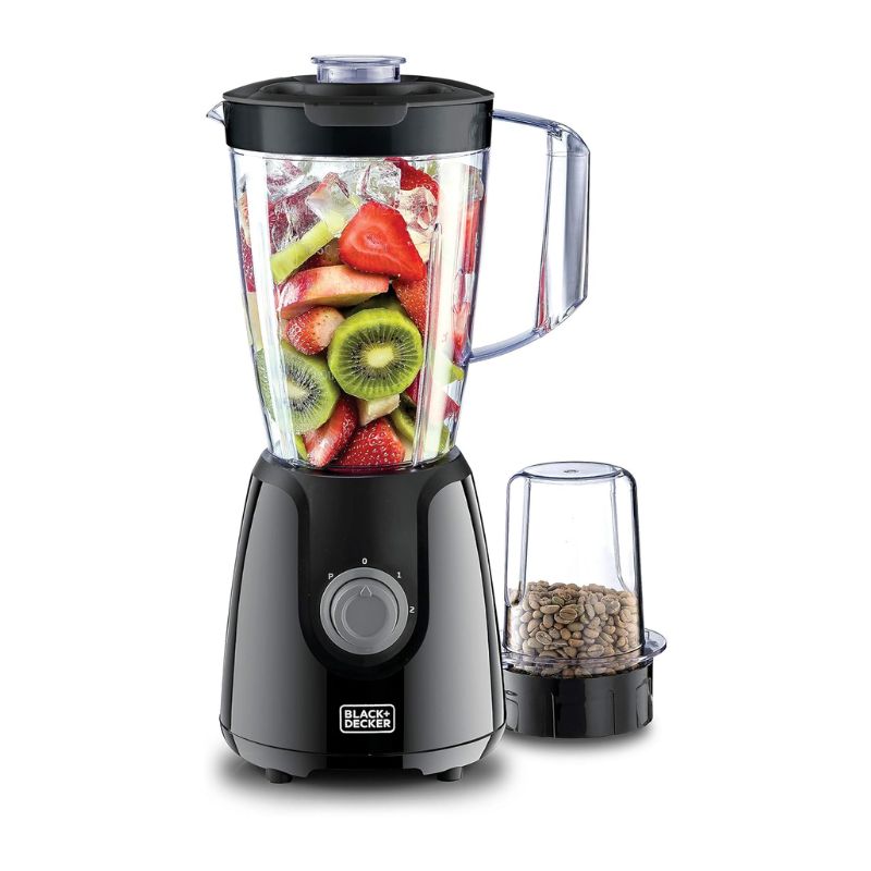 Black&Decker BX4130-B5 Blender With Grinder 400W black/gray - خلاط كهربائي 400 واط بسعة 1.5 لتر مع مطحنة من بلاك اند ديكر
