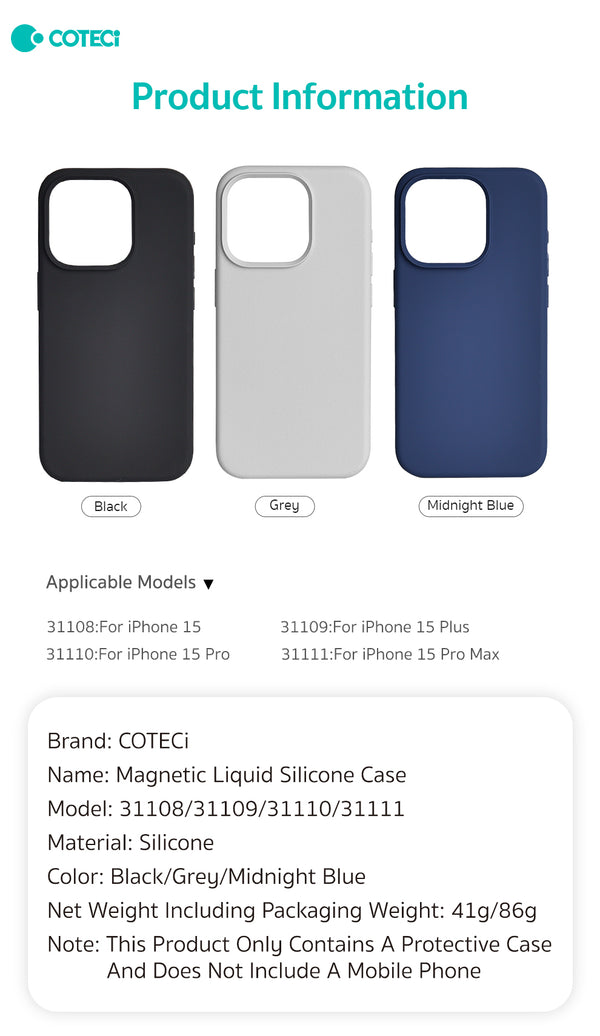 COTECI MAGNETIC LIQUID SILICONE CASE FOR IPHONE 15 PROMAX 31111 - كفر سيليكون ماك سيف للايفون 15 برو ماكس من كوتي