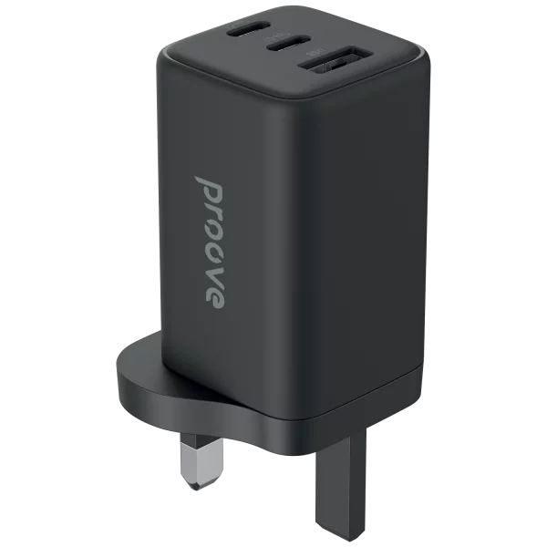 Proove Wall Charger Pocket GaN 65W (2*Type-C + USB) UK black - شاحن 65 واط من بروف