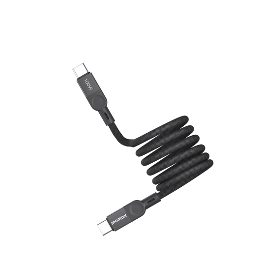 Momax Mag Link USB-C to USB-C 100W USB2.0 Magnetic cable 1m Black - كيبل تايب سي تايب سي مغناطيسي 100 واط 1 متر من موماكس اسود