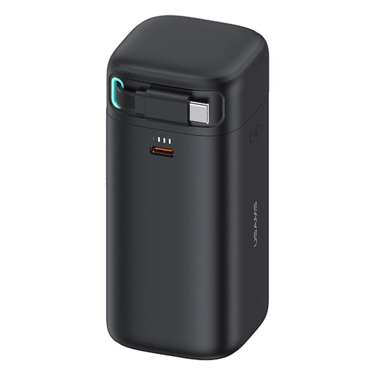 USAMS US-CD216 PD45W Dual Output Fast Charging Power Bank With Type-C Magnetic Retractable Cable Module black mAh18000 - باور بنك 18000 ملي امبير بقدرة 45 واط مع كيبل تايب سي مدمج مغناطيسي قابل للازالة من يوسامس