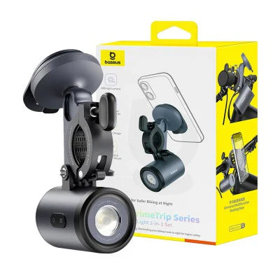 Baseus PrimeTrip Series Dual-Color Bike Light 2-in-1 Set Cosmic Black - ستاند مغناطيسي للدراجة الهوائية مع مصباح من باسيوس