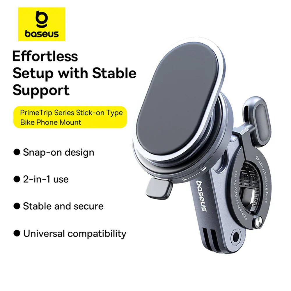 Baseus PrimeTrip Series Stick-on Type Bike Phone Mount Cosmic Black - ستاند مغناطيسي للدراجة الهوائية 2 في 1 من باسيوس