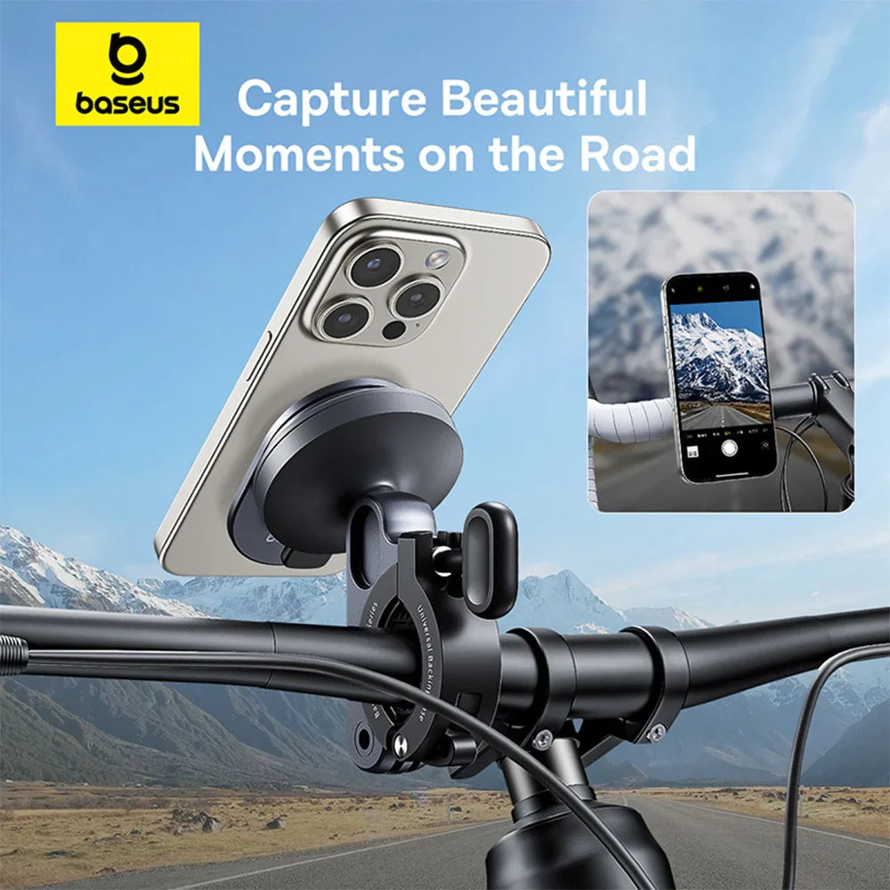 Baseus PrimeTrip Series Stick-on Type Bike Phone Mount Cosmic Black - ستاند مغناطيسي للدراجة الهوائية 2 في 1 من باسيوس