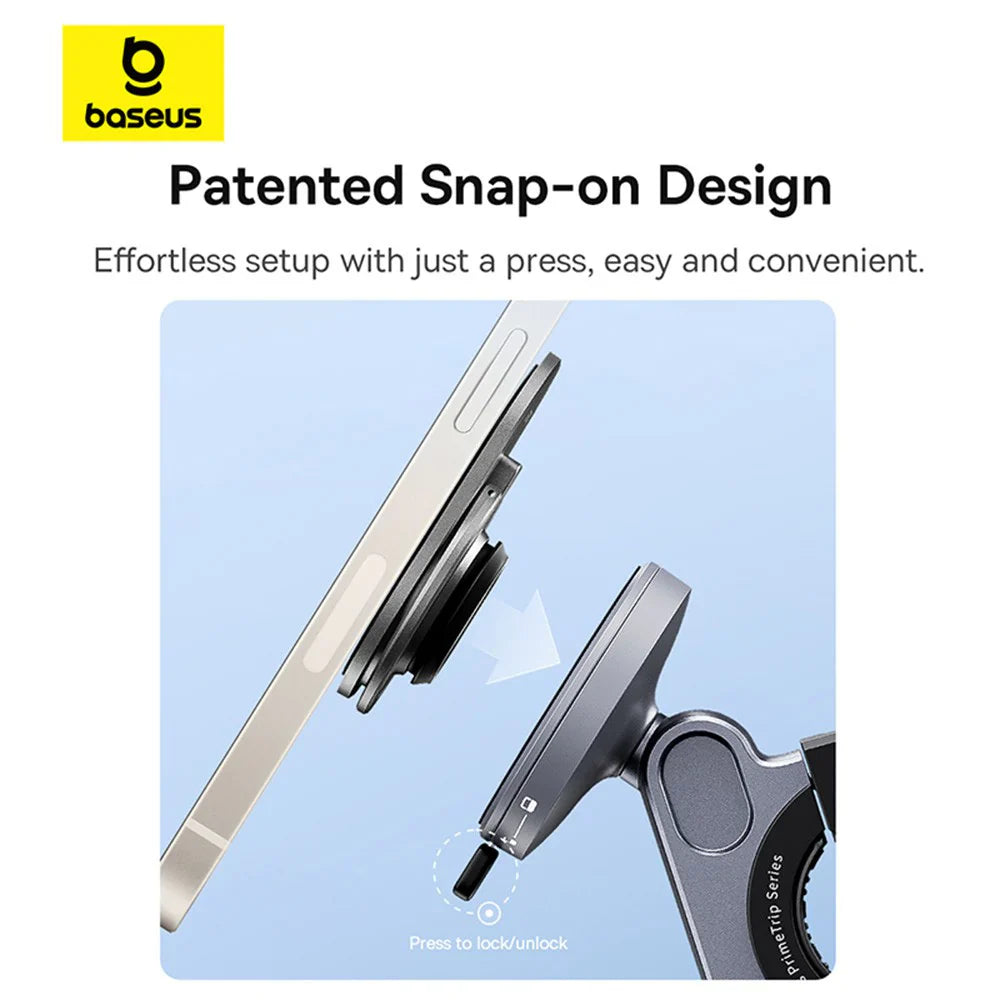 Baseus PrimeTrip Series Stick-on Type Bike Phone Mount Cosmic Black - ستاند مغناطيسي للدراجة الهوائية 2 في 1 من باسيوس