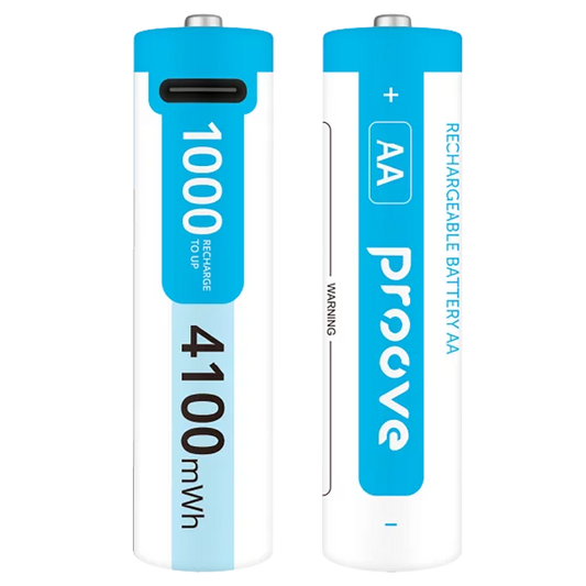 Proove Rechargeable Batteries Compact Energy Pro AA 2 pcs white - بطاريات قلم قابلة لاعادة الشحن بمنفذ تايب سي من بروف ابيض