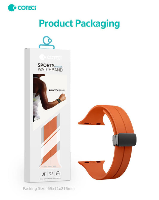 COTECI W108 IWATCH MAGNETIC SILICONE STRAP FOR APPLE WATCH 21048  - سير ساعات ابل رياضي من كوتي برتقالي