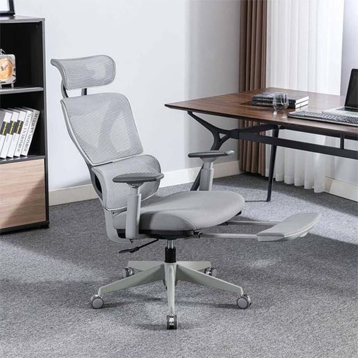 HIGH QUALITY GRAY FRAME OFFICE MESH SEAT CHAIR - كرسي مكتب بتصميم مريح ودعم ذكي للفقرات القطنية