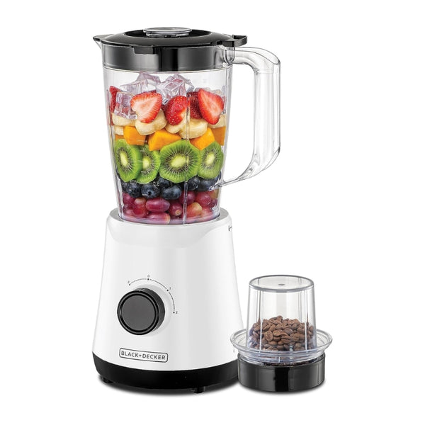 Black&Decker BX520-B5 500W Blender with 1 Grinder White - خلاط كهربائي 500 واط مع مطحنة من بلاك اند ديكر