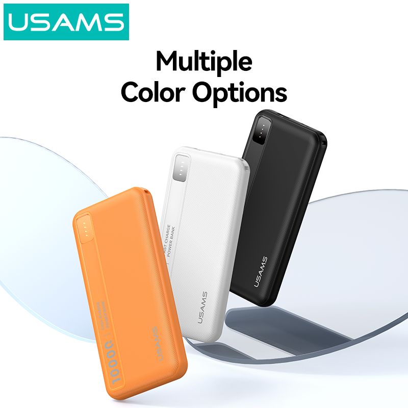 USAMS 10000mAh 10W POWER BANK MULTI-DEVICE COMPATIBILITY WHITE - باوربنك 10000 ملي امبير 10 واط من اوسمس ابيض