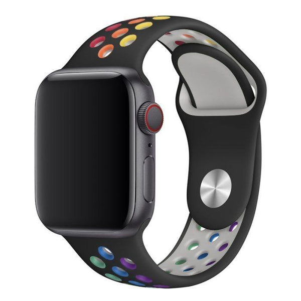 DEVIA Deluxe Series Sport2 Watch Band black+rainbow - سير ساعات ابل من ديفيا