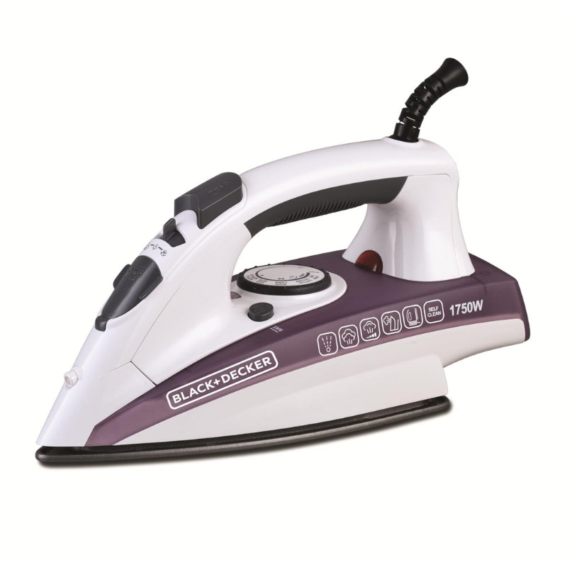 Black&Decker X1750-B5 1750W STEAM IRON WITH NONSTICK SOLEPLATE - مكوى بخارية مع قاعدة غير لاصقة 1750 واط من بلاك اند ديكر