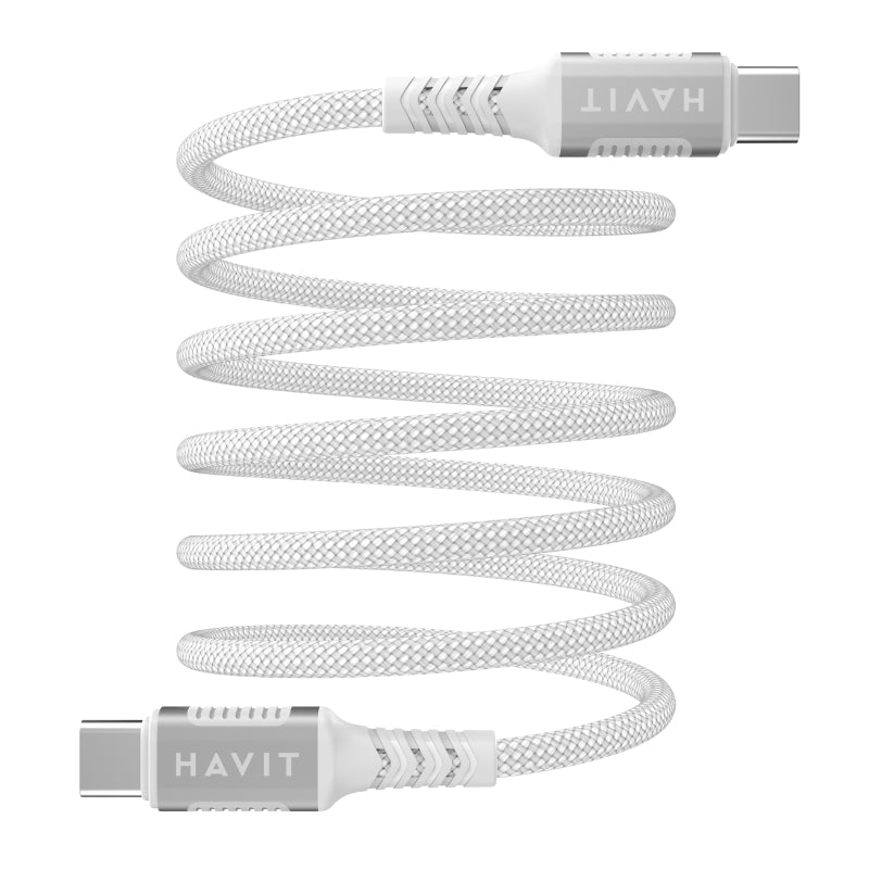 Havit CB6297 Magnetic Cable type C to C 1m 60W White - كيبل تايب سي تايب سي مغناطيسي 60 واط من هافيت