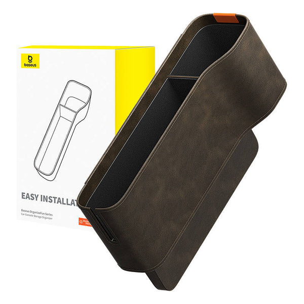 Baseus OrganizeFun Series Car Console Storage Organizer BROWN - صندوق تخزين وحامل اكواب للسيارة من باسيوس جوزي