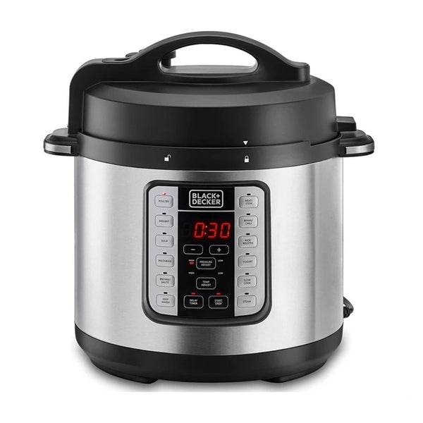 Black&Decker PCP1000-B5 PRESSURE COOKER 1000W 7L silver/black - قدر ضغط كهربائي 7 في 1 بسعة 7 لتر وبقدرة 1000 واط من بلاك اند ديكر