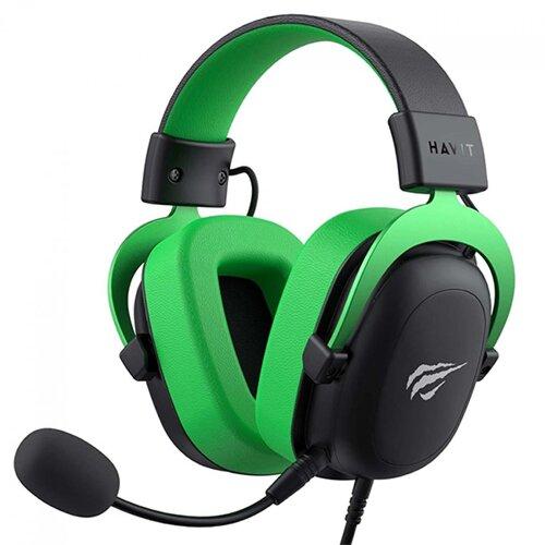 Havit H2002d Wired Gaming headphone Black+green - سماعات هيدسيت سلكية للالعاب من هافيت اخضر