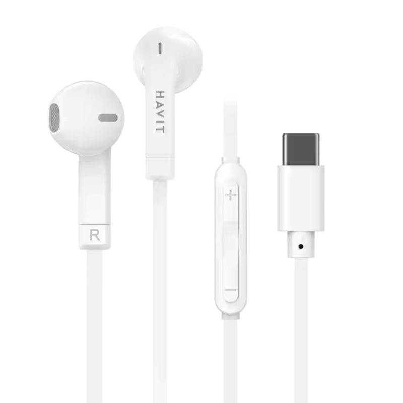 Havit E336C Type-C Wired earphone White سماعات داخل الاذن سلكية من هافيت ابيض