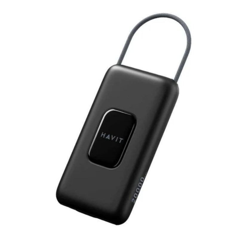 Havit PB35 Power bank 20000mA 22.5W Black - باوربنك 20000 ملي امبير 22.5 واط مع كيبل تايب سي مدمج من هافيت