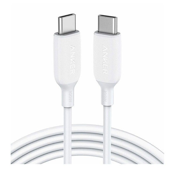 Anker PowerLine III USB-C to C 100W Cable 6ft White - كيبل تايب سي تايب سي 100 واط من انكر ابيض