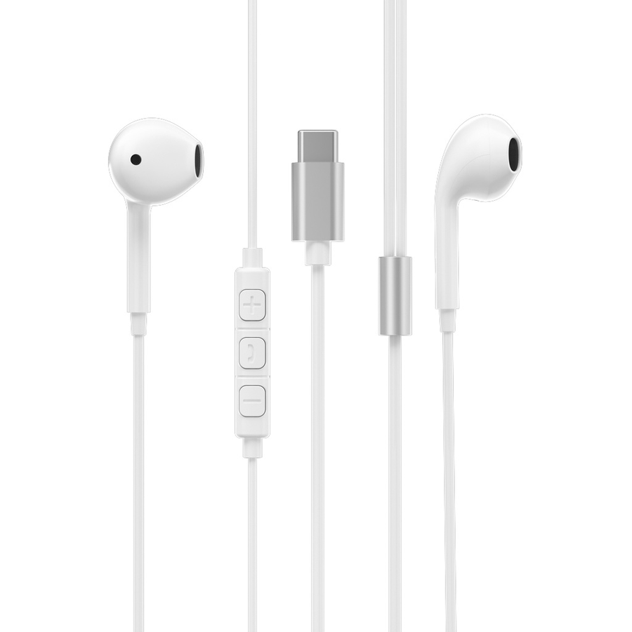 POWEROLOGY STEREO USB-C EARPHONES 1.2M - سماعات تايب سي سلكية من باورولوجي ابيض