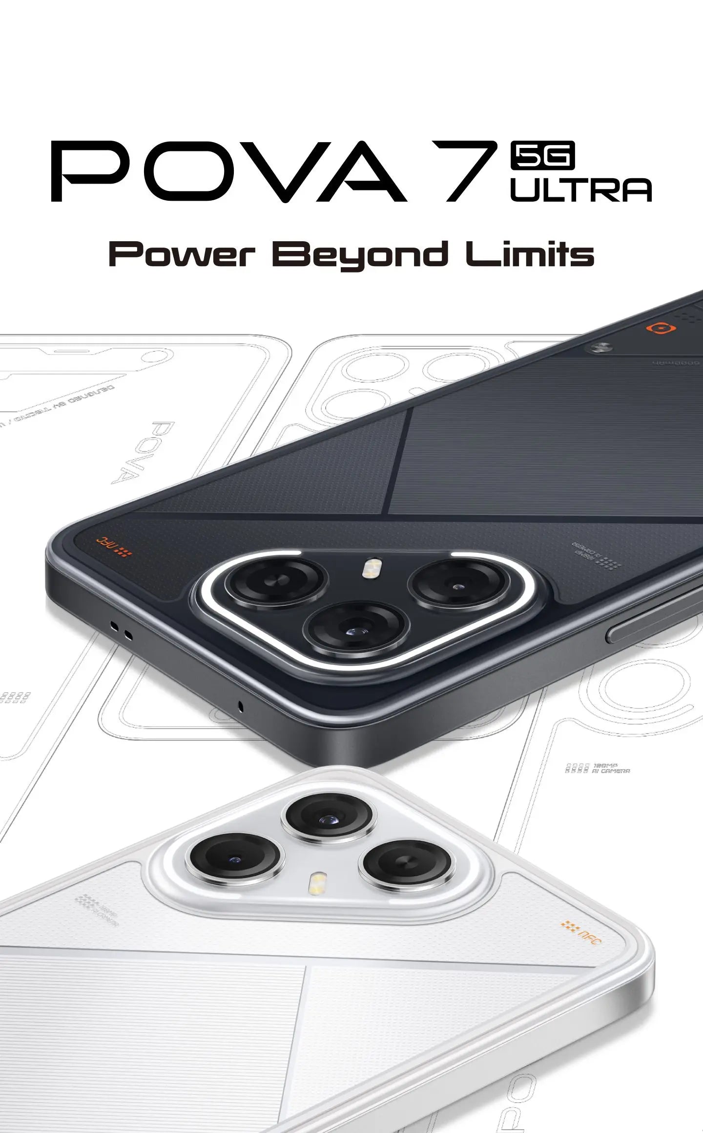 Tecno Pova 7 Ultra 5G 12+256GB Geek Black - تكنو بوفا 7 الترا 5 جي 256/12 جيجابايت  اسود