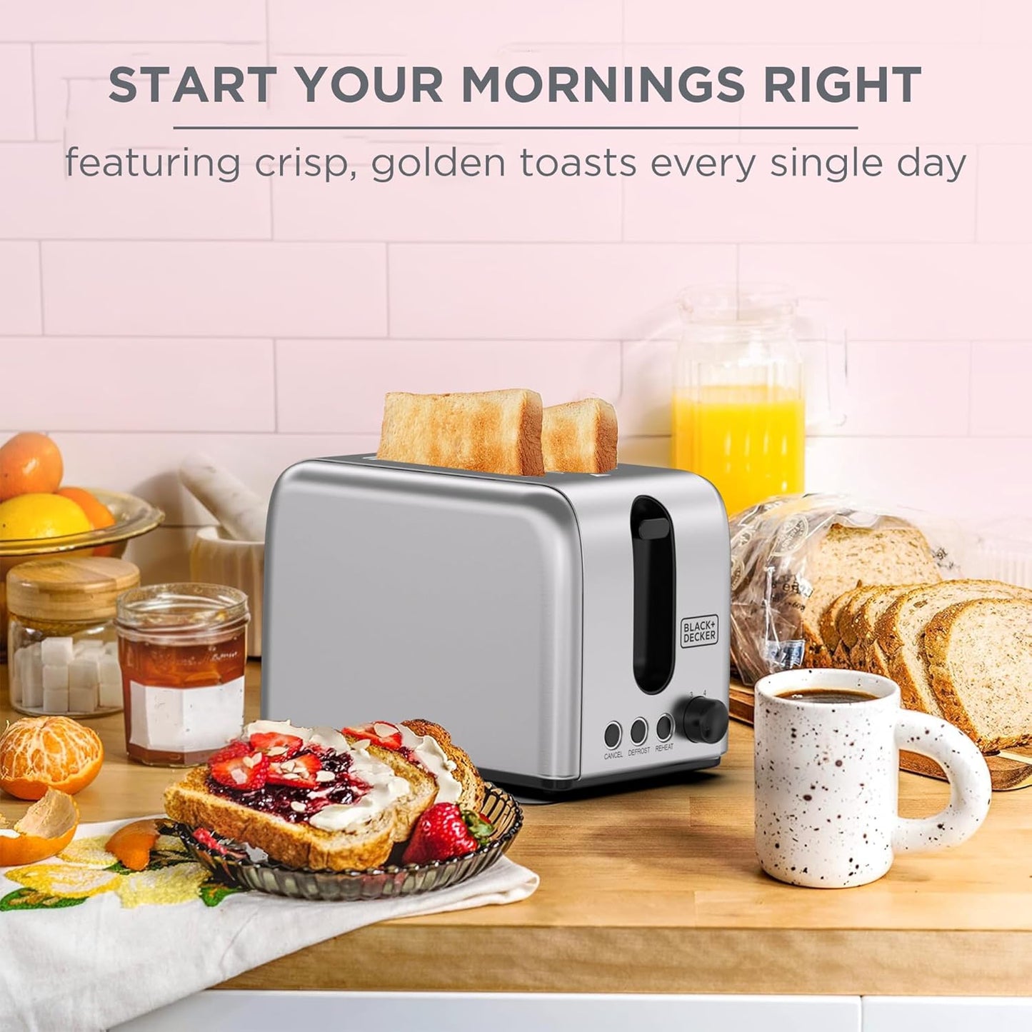 Black&Decker ET244-B5 2 SLICE TOASTER 1050W Stainless steel - محمصة خبز 2 شريحة 1050 واط من بلاك اند ديكر
