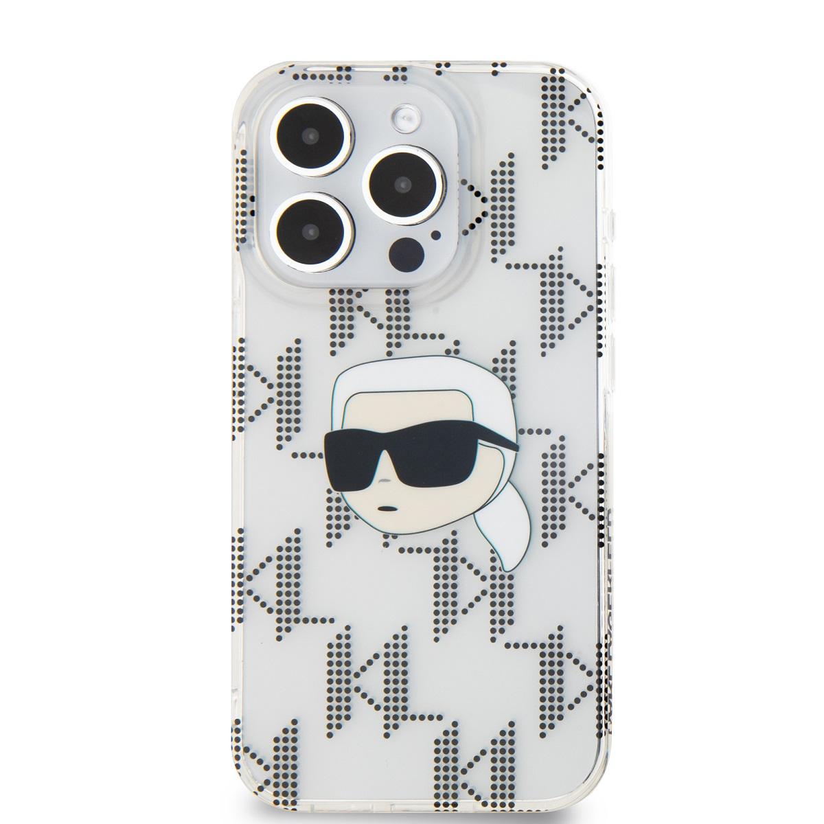 Karl Lagerfeld IML Hard Case with Electroplated Karl Head & Monogram Design For iP 16 pro max - كفر للايفون 16 برو ماكس من كارل لاغرفيلد