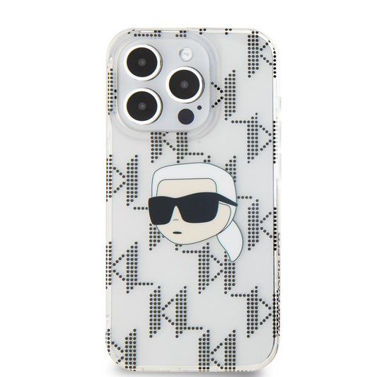 Karl Lagerfeld IML Hard Case with Electroplated Karl Head & Monogram Design For iP 16 pro max - كفر للايفون 16 برو ماكس من كارل لاغرفيلد