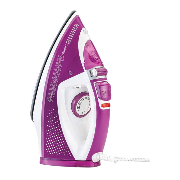Black&Decker X2450-B5 STEAM IRON 2400W Purple/White - مكوى بخارية 2400 واط من بلاك اند ديكر