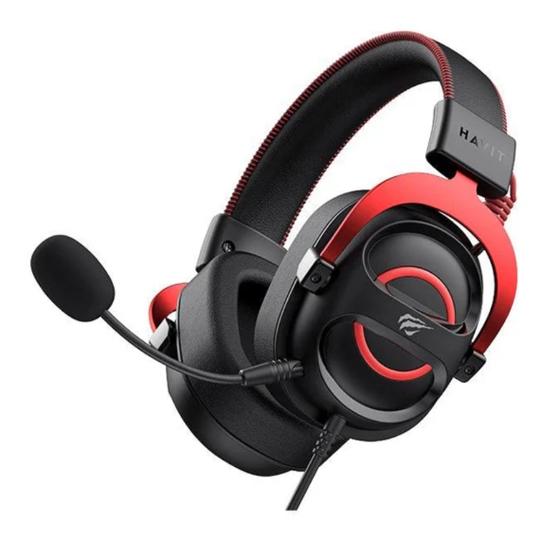 Havit H2002E Pro wired Gaming headphone black+red - سماعات هيدسيت سلكية للالعاب من هافيت