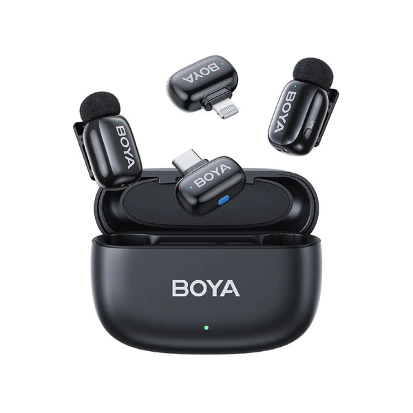 BOYA MINI ONE-TRIGGER-TWO 2.4G WIRELESS MICROPHONE SYSTEM PHONE MICROPHONE - نك مايك لاسلكي مع خاصية الغاء الضوضاء بالذكاء الاصطناعي من بويا