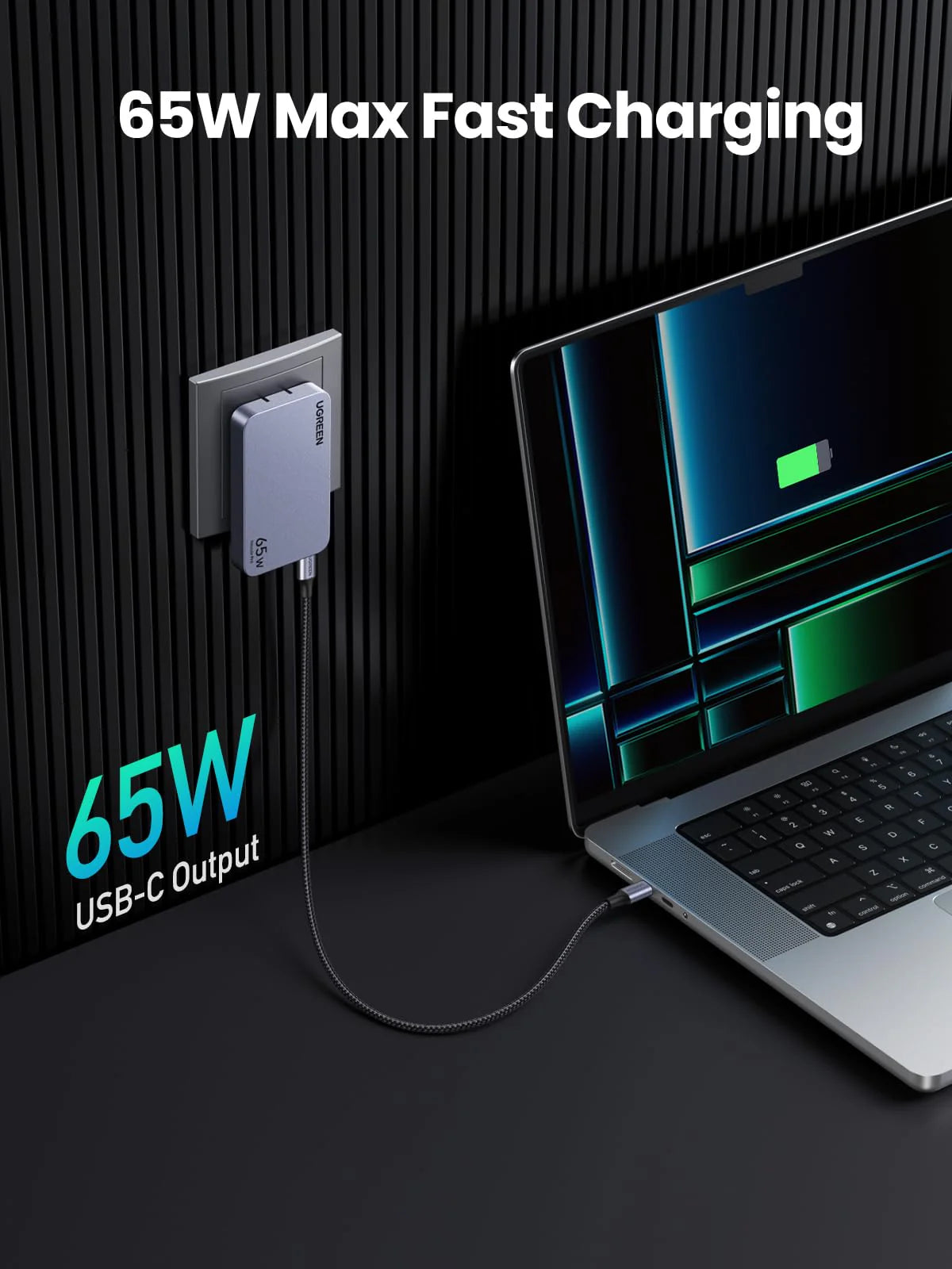 UGREEN Charger Nexode 65W 3Port GaN Ultra-Slim - شاحن سليم ثلاثي المنافذ 65 واط من يوكرين