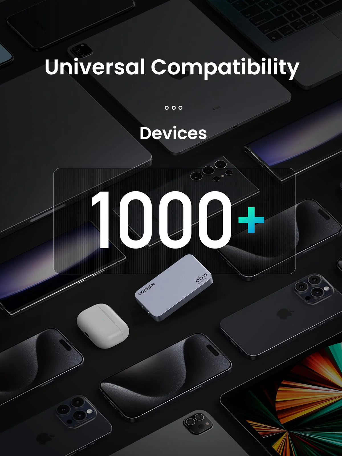 UGREEN Charger Nexode 65W 3Port GaN Ultra-Slim - شاحن سليم ثلاثي المنافذ 65 واط من يوكرين