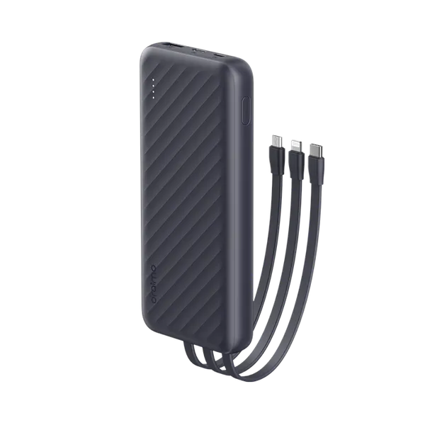 Oraimo Slice Link Pro 10000mAh 22.5W Power Bank - باوربنك 10000 ملي امبير 22.5 واط بثلاثة كابلات شحن مدمجة من اورايمو