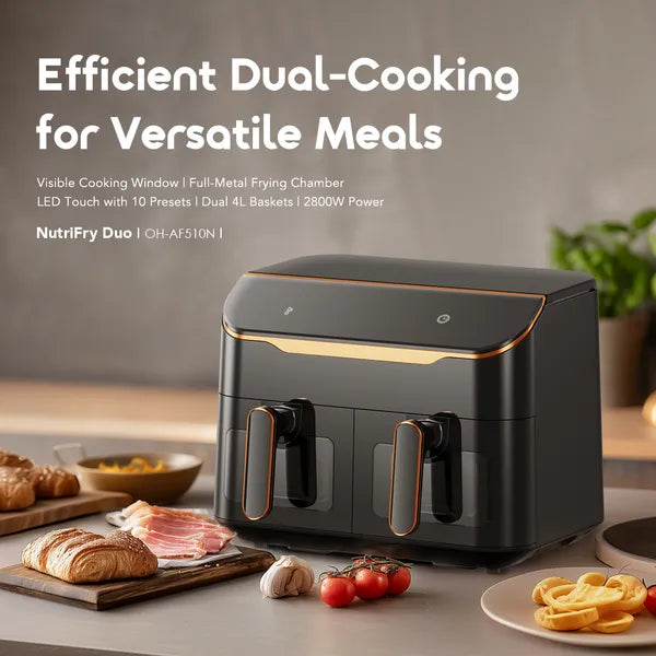 Oraimo NutriFry Duo 8L 2800W AirFrye - قلاية هوائية 2800 واط 8 لتر من اورايمو
