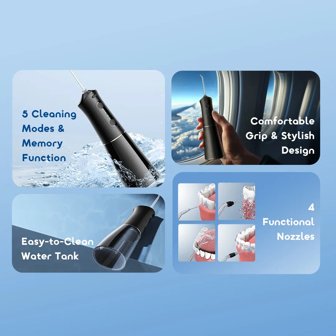 Oraimo FlossJet Pro Comfortable Smart Flosser with 4 Jet Nozzles - جهاز تنظيف اللثة والاسنان مع 4 فوهات من اورايمو