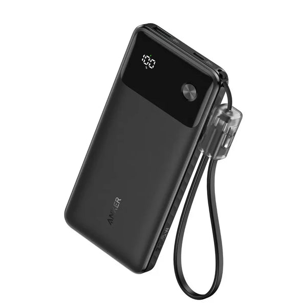 Anker Power Bank 10K mAh 22.5W with USB-C Cable BLACK - باوربنك 10000 ملي امبير 22.5 واط مع كيبل تايب سي تايب سي من انكر