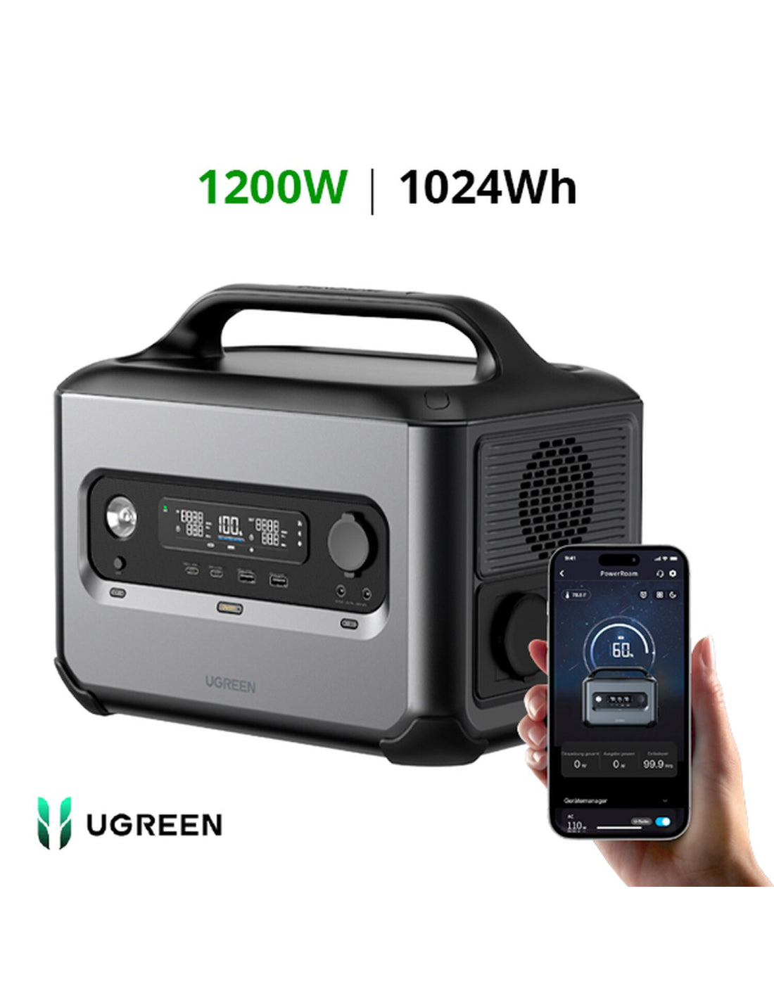 UGREEN PowerRoam Portable Power Station 1024Wh | 1200W EU - مولد طاقة محمول 1200 واط مع 13 منفذ من يوكرين