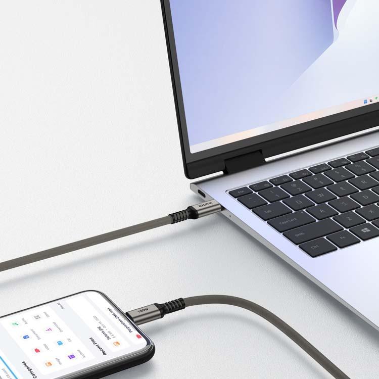 Master Braided 100 W Cable USB-C to USB-C 1.20M - كيبل تايب سي تايب سي 100 واط من ماستر رصاصي