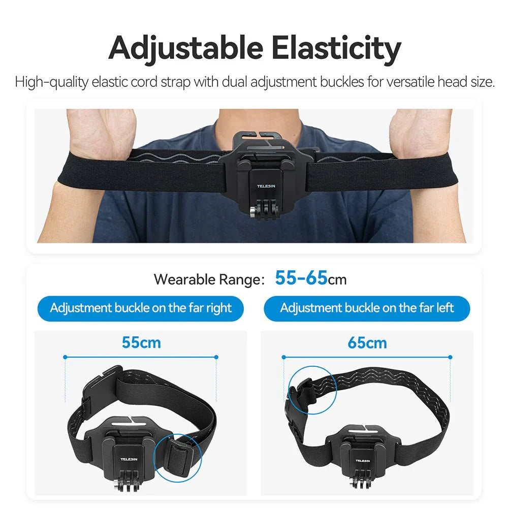TELESIN 2-in-1 Hat Clip Quick Release Headband - حزام الرأس للكاميرا سريع الفتح مع مشبك القبعة من تيليسن
