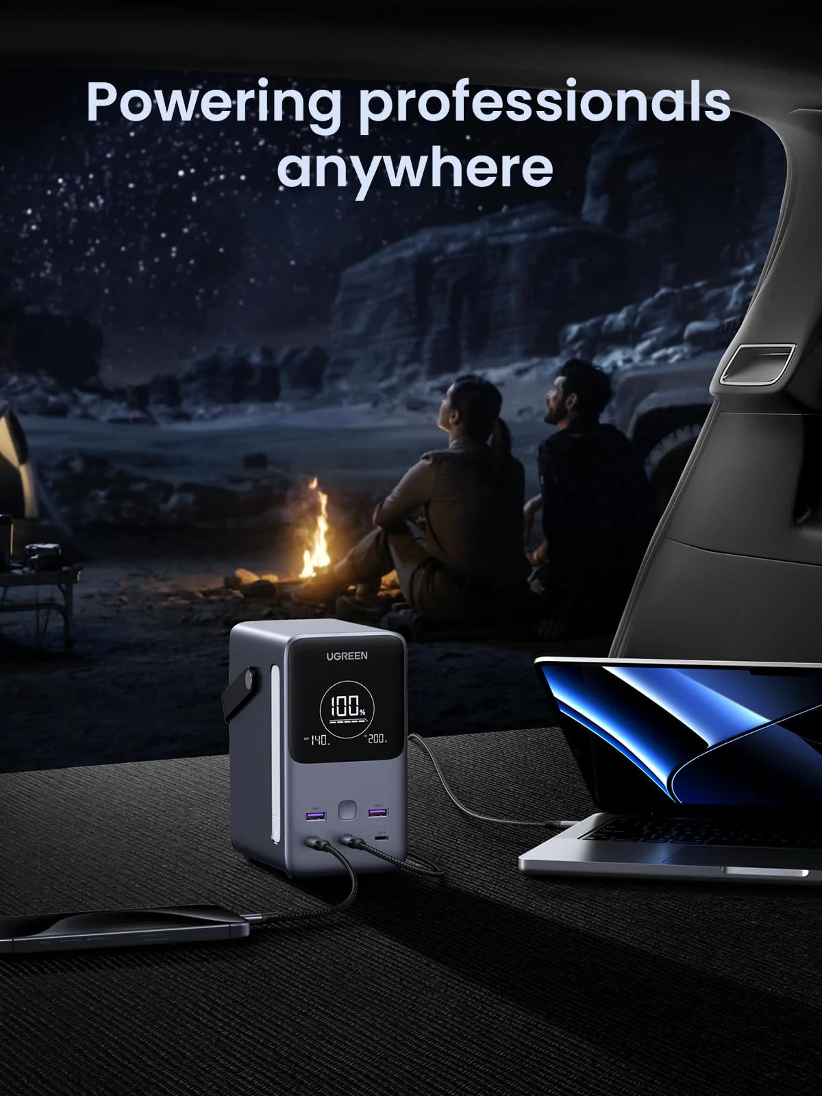 UGREEN PowerBank 48000mAh 300W With Smart Digital Display - باوربنك محمول 48000 ملي امبير 300 واط مع شاشة ذكية وإضاءة LED من يوكرين