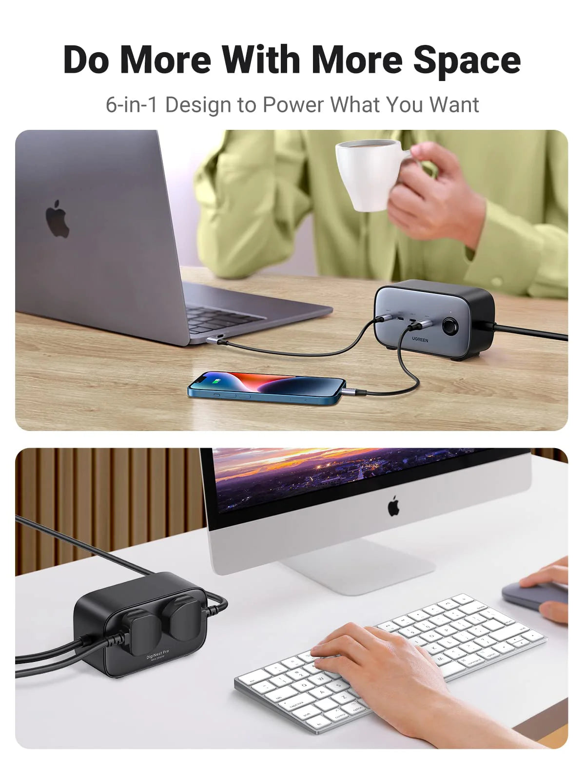 UGREEN Power Strip DigiNest Pro Power 100W Type 3C1A - شاحن 100 واط متعدد المنافذ من يوكرين